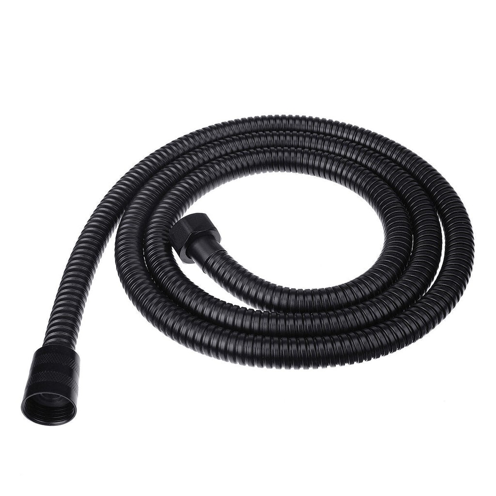 1.5M Black Stainless Steel Bathroom Shower Hose Handheld Water Pipe Fittings Shower Head Hose Replacement G1/2 Connection w/ Double Buckles