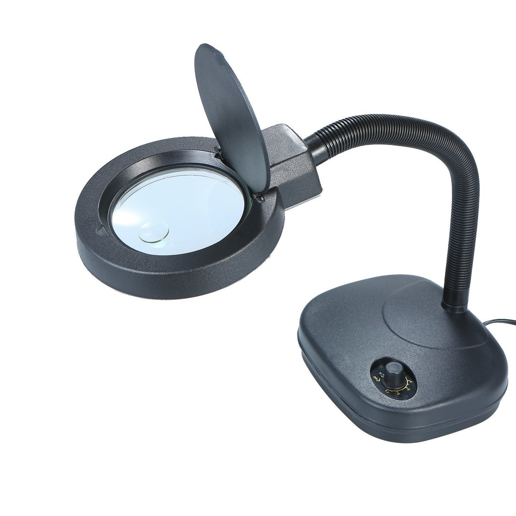 Bench Magnifier 10x/5x 3/8 Diopter Flexible Gooseneck LED Table Desktop Magnifying Glass Lamp