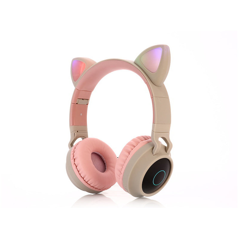 Cute Cat Bluetooth 5.0 Headset Wireless Hifi Music Stereo Bass Headphones LED Light Mobile Phones Girl Daughter Headset For PC