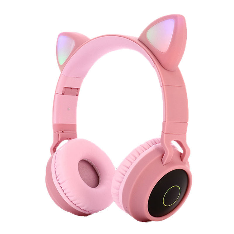 Cute Cat Bluetooth 5.0 Headset Wireless Hifi Music Stereo Bass Headphones LED Light Mobile Phones Girl Daughter Headset For PC