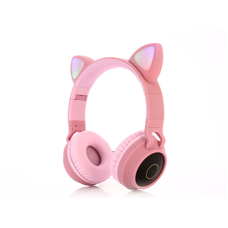 Cute Cat Bluetooth 5.0 Headset Wireless Hifi Music Stereo Bass Headphones LED Light Mobile Phones Girl Daughter Headset For PC