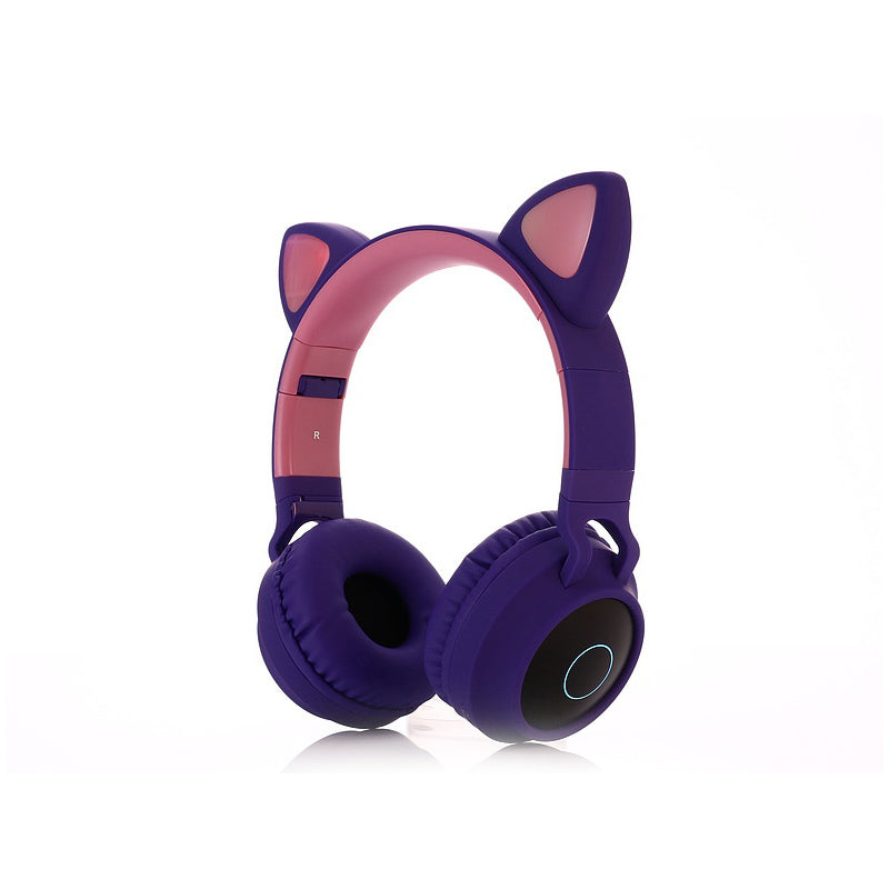 Cute Cat Bluetooth 5.0 Headset Wireless Hifi Music Stereo Bass Headphones LED Light Mobile Phones Girl Daughter Headset For PC