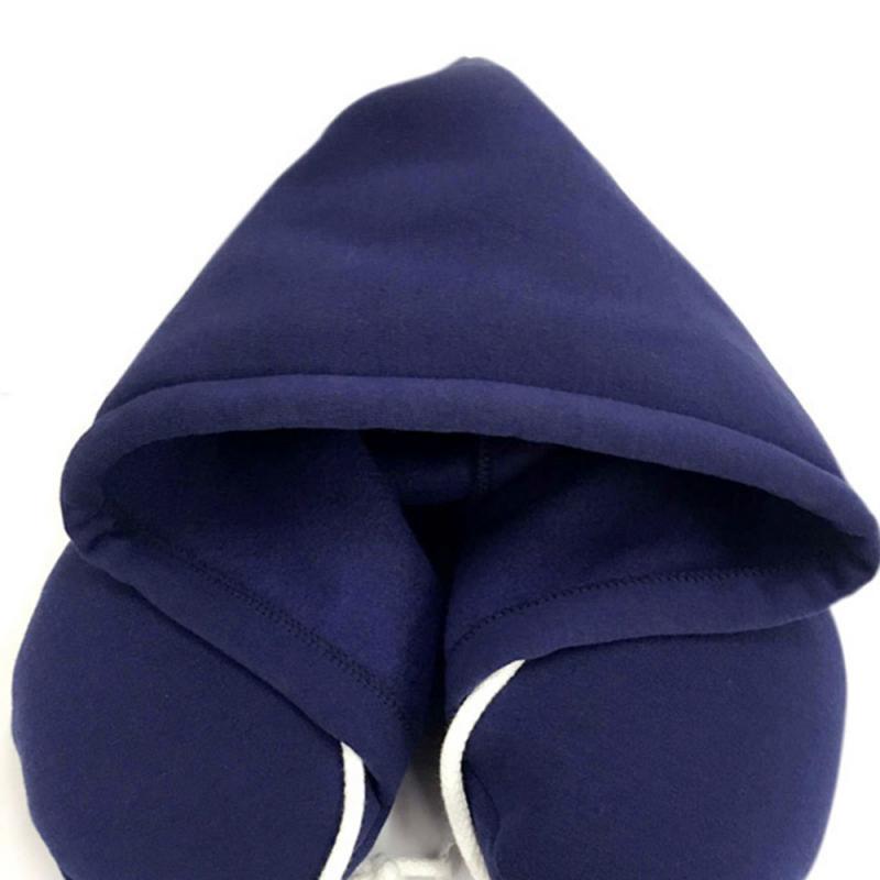 Hooded Travel Neck Pillow Support U-Shaped Eye Mask