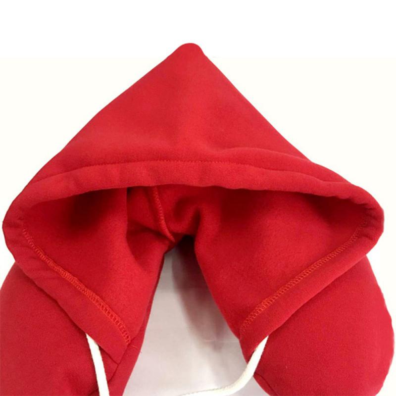 Hooded Travel Neck Pillow Support U-Shaped Eye Mask