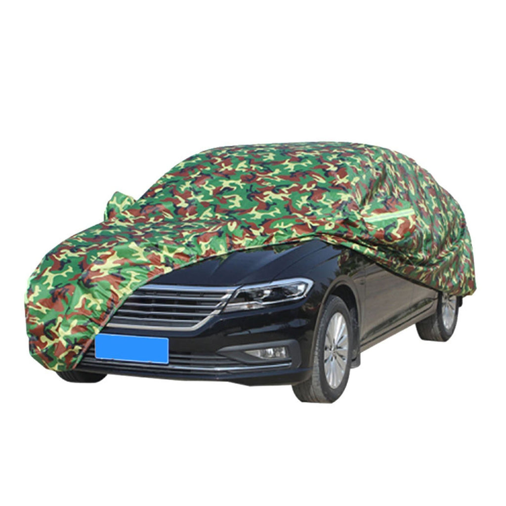 Car Cover All-weather Protection Full Covers with Reflective Strip Camouflage Style Auto Sunscreen