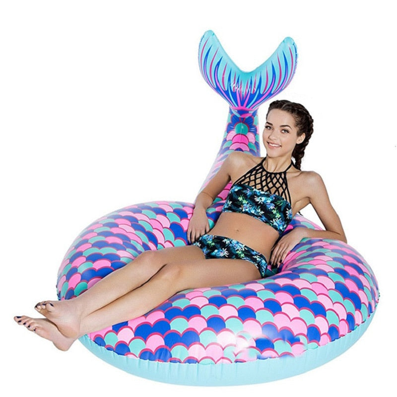 Mermaid Inflatable Circle Rubber Ring for Swimming Pool Kids Adult Float Outdoor Party Toys