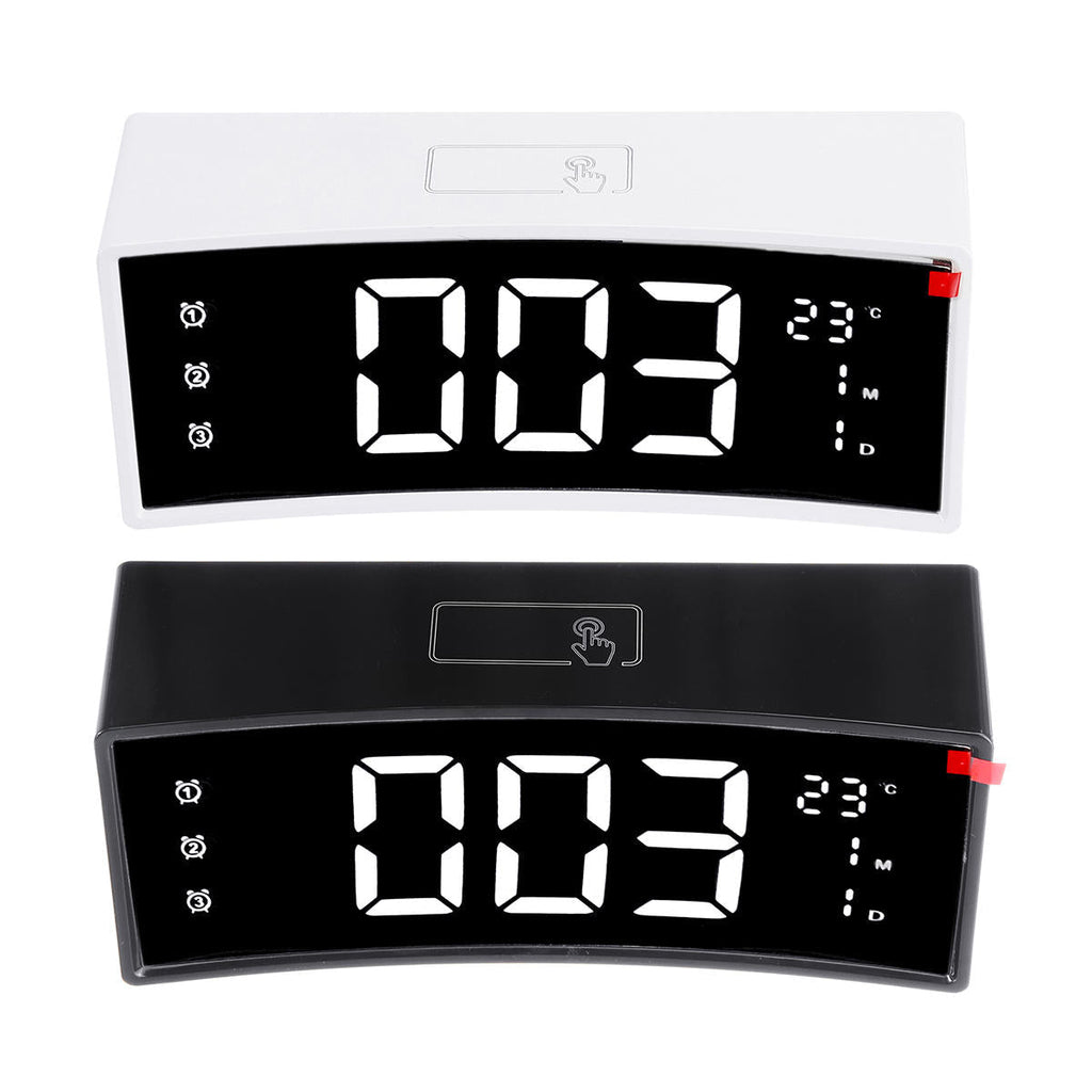 LED Alarm Clock Digital Snooze Touch Control Table Clock Day Time Temperature Display Home Decoration