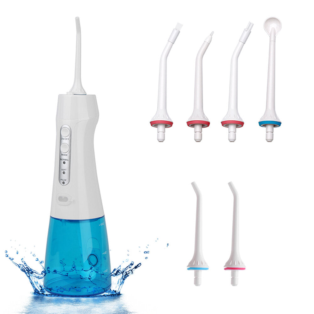 300ml Potable Oral Irrigator USB Rechargeable 6 Jet 3 Modes Adjustable Water Flosser IPX8 Waterproof Teeth Cleaner