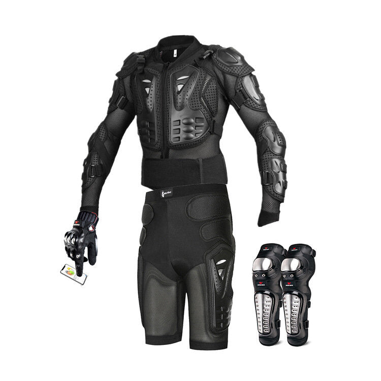 Motorcycle Body Armor Suit Motorcycle Jacket+Shorts+ Gloves+Knee Pads Cycling Clothing