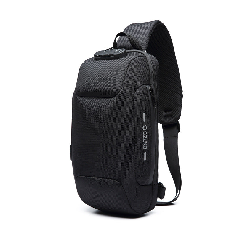 Chest Bag USB External Charging Anti-theft Crossbody Bag Waterproof Shoulder Bag for Camping Travel