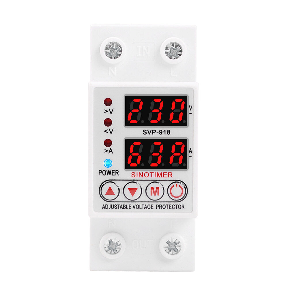 Adjustable Self-resetting Intelligent Overvoltage and Undervoltage Protector Automatically Reset LED Dual Display 220V 40A 63A