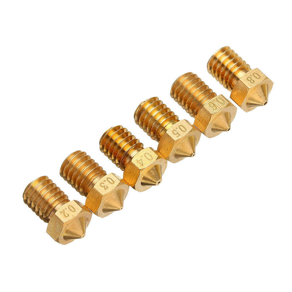 0.2/0.3/0.4/0.5/0.6/0.8mm M6 Thread Brass Extruder Nozzle For 3D Printer Parts