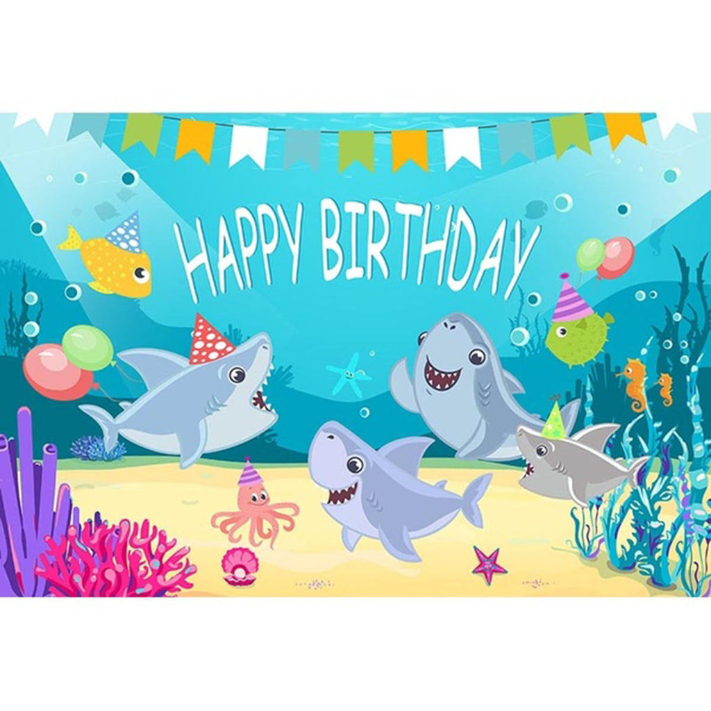 Shark Photography Backdrop Baby Shower Party Birthday Ocean Sea Background Party Decorations