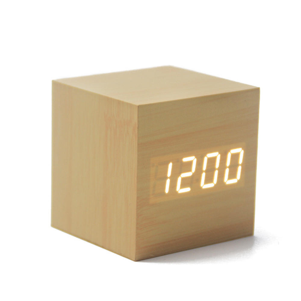 LED Digital Retro Glow Alarm Clock Voice Control Snooze Function Desktop Clock For Smart Home