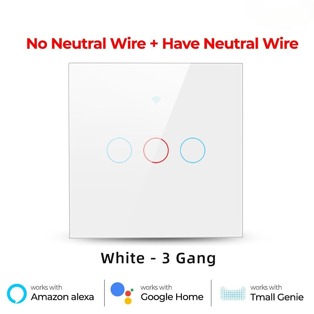 WiFi Light Switch 220V RF433 Remote Control No Neutrual Wire And Have Neutural Wire 2 Way Control Timer Works With Alexa Google Home