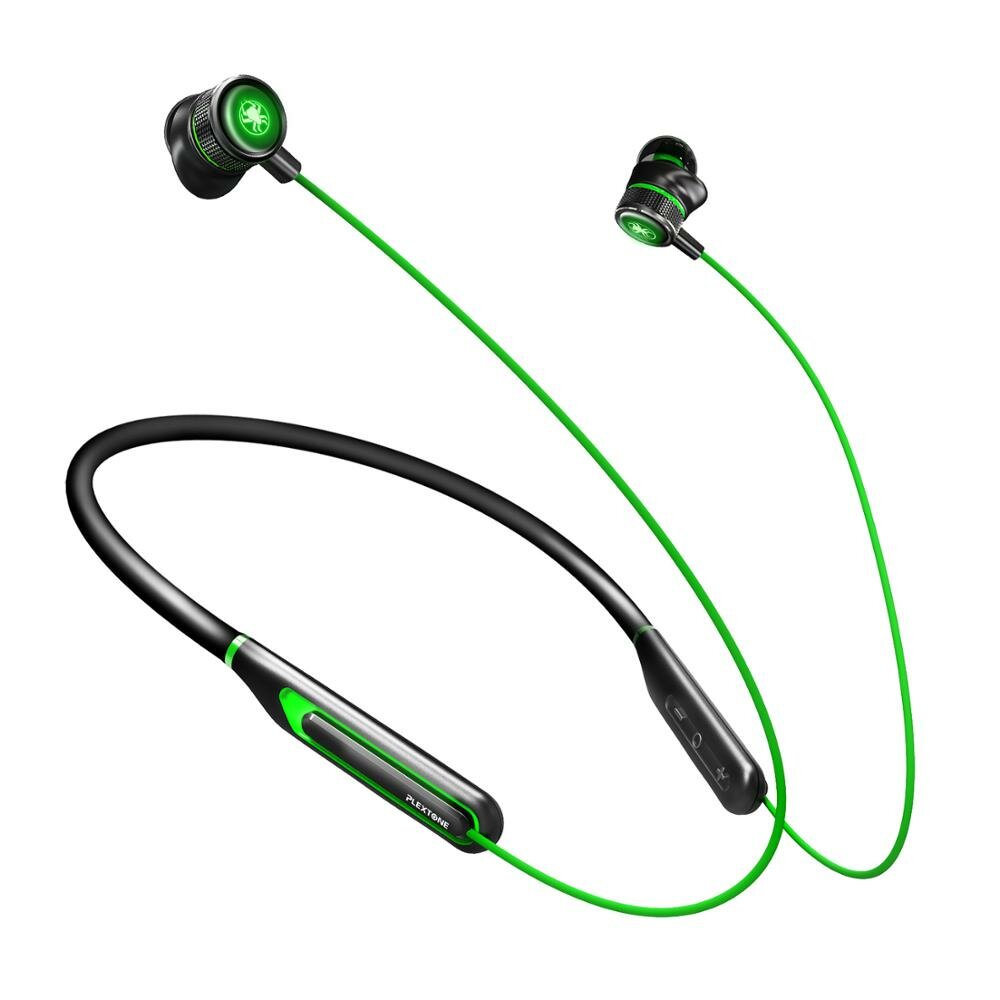 Neckband Bluetooth Earphone Virtual 7.1 Stereo 3D Game Sound 65MS Low-Latency Earbuds 110mAh Luminous Metal In-ear Sports Gaming Headset with Mic