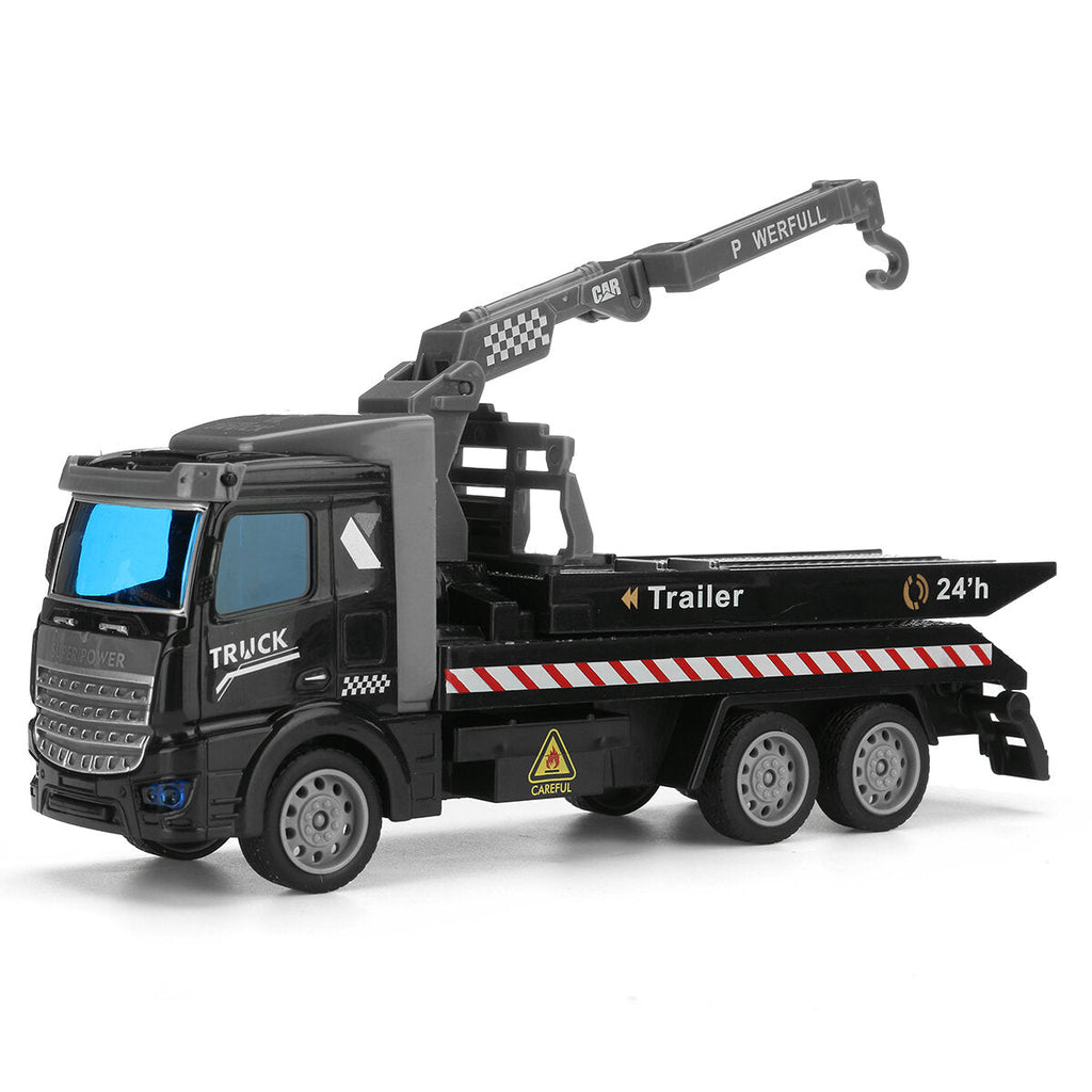 1: 48 Black Obstacle Removal Trailer/Flatbed Vehicle/Transport Vehicle Flat Head Return Environmental Sanitation Vehicle