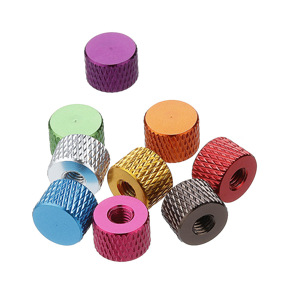 M4AN5 10Pcs M4 Blind Hole Thread Aluminum Alloy Knurled Thumb Nut Hand-Tight Screw Nut Multi-Color