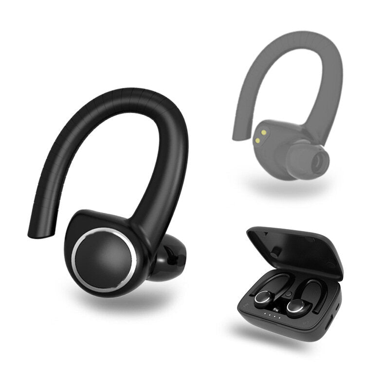 TWS Bluetooth 5.0 Wireless Stereo Sport Hanging Ear Earphone Headphone with Charging Case