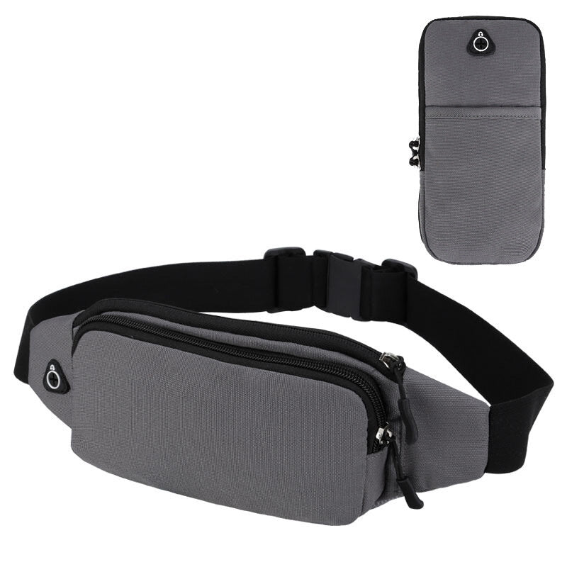 Outdoor Waterproof Nylon Leisure Waist Bag with Headphone Holes Portable Phone Card Pack For Men Women