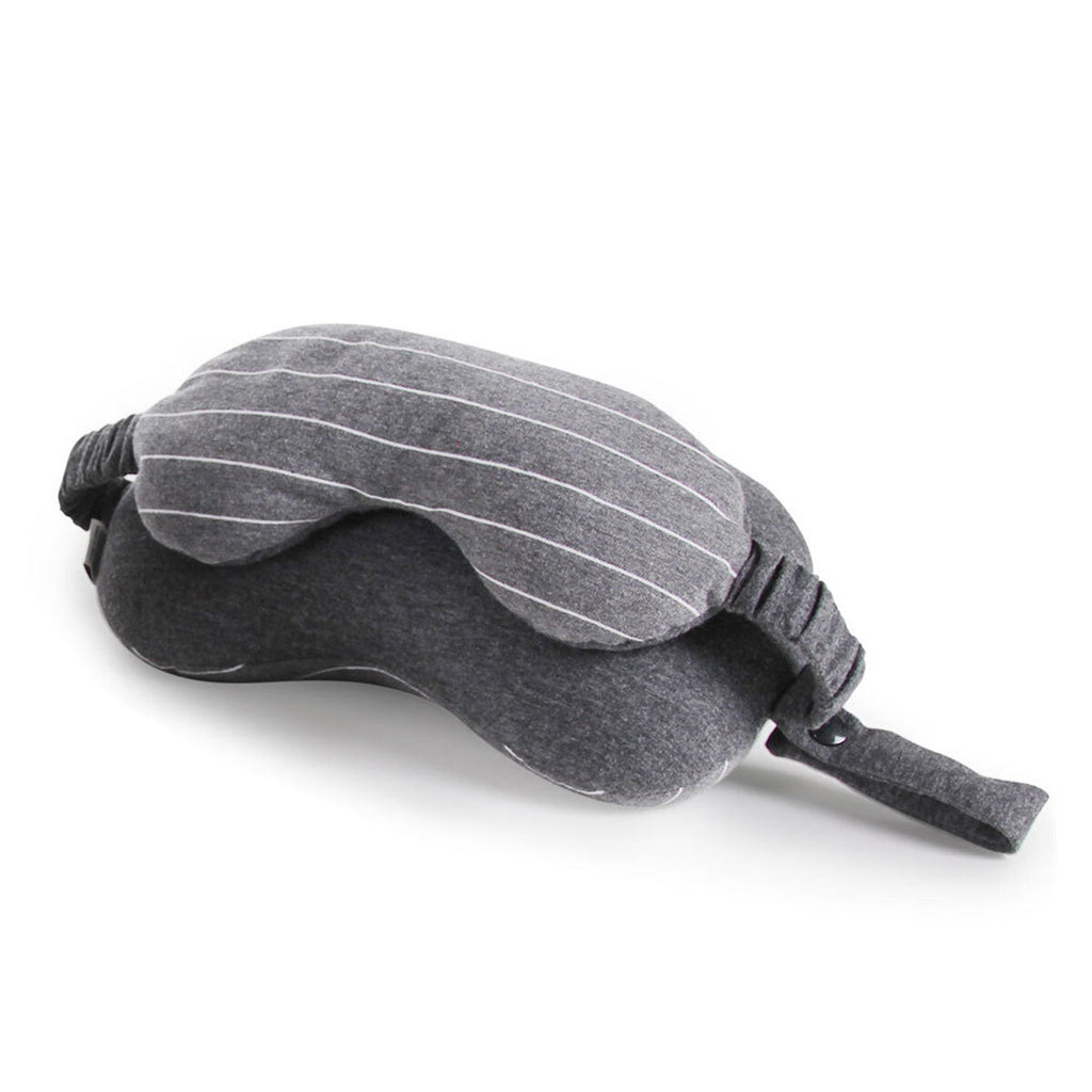 2 In 1 Portable Cotton Neck Pillow Head Cushion Eye Mask Travel Airplane Sleep Rest