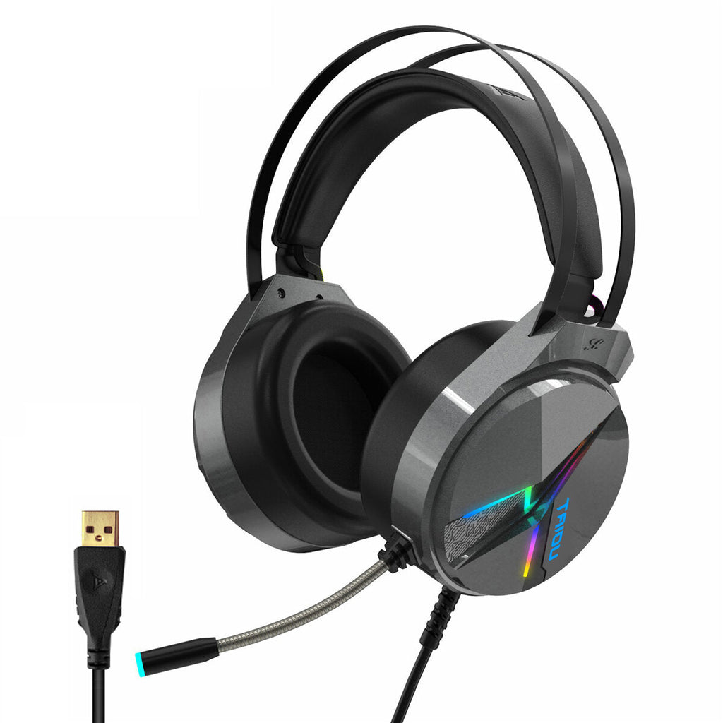 Game Headset 7.1 Channel / 3.5mm Wired Stereo Sound RGB Gaming Heaphones with Mic for Computer PC Gamer