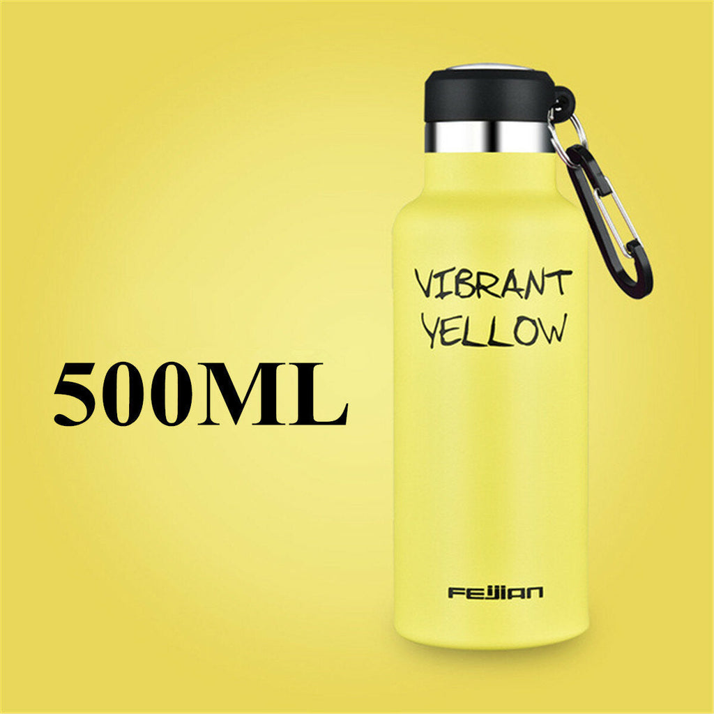 500ml Stainless Steel Sport Water Bottle Running Kettle Cycling Hiking Drink Vacuum Cup