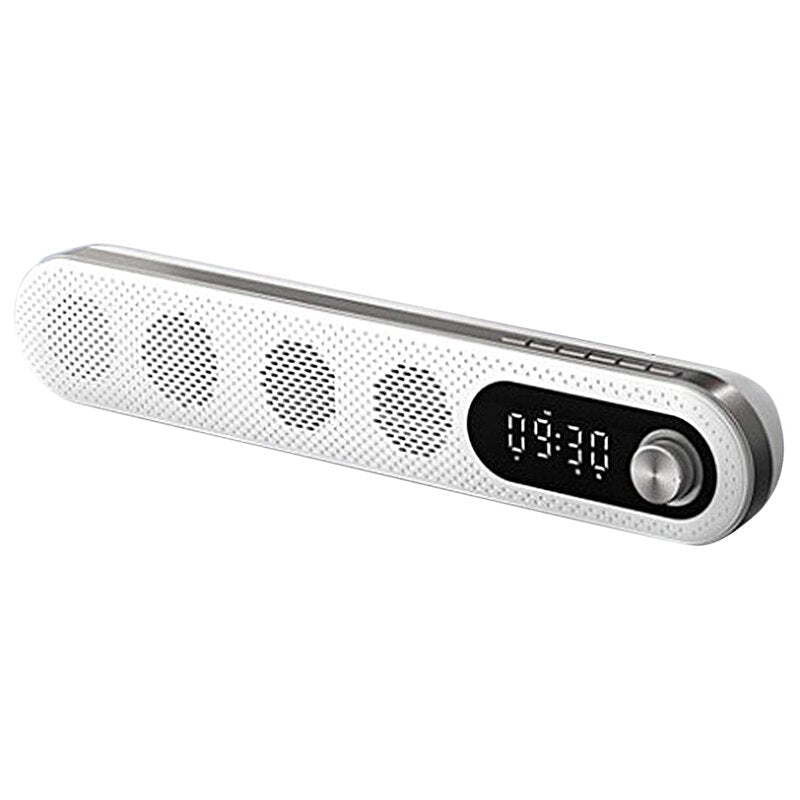 Wireless USB Desk Bluetooth Speaker Soundbar with Dual Alarm Clock FM Function Temperature Display for PC TV Computer Home