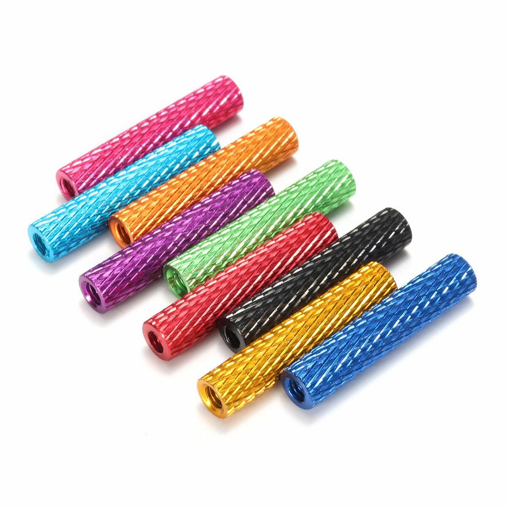 M3AS6 10Pcs M3 28mm Knurled Standoff Aluminum Alloy Anodized Spacer