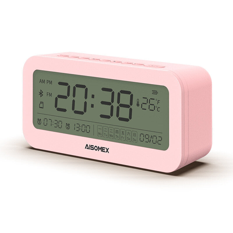 Alarm Clock Speaker Bluetooth 5.0 Day Demperature Display 3 Mode Night Light 1800mAh Battery