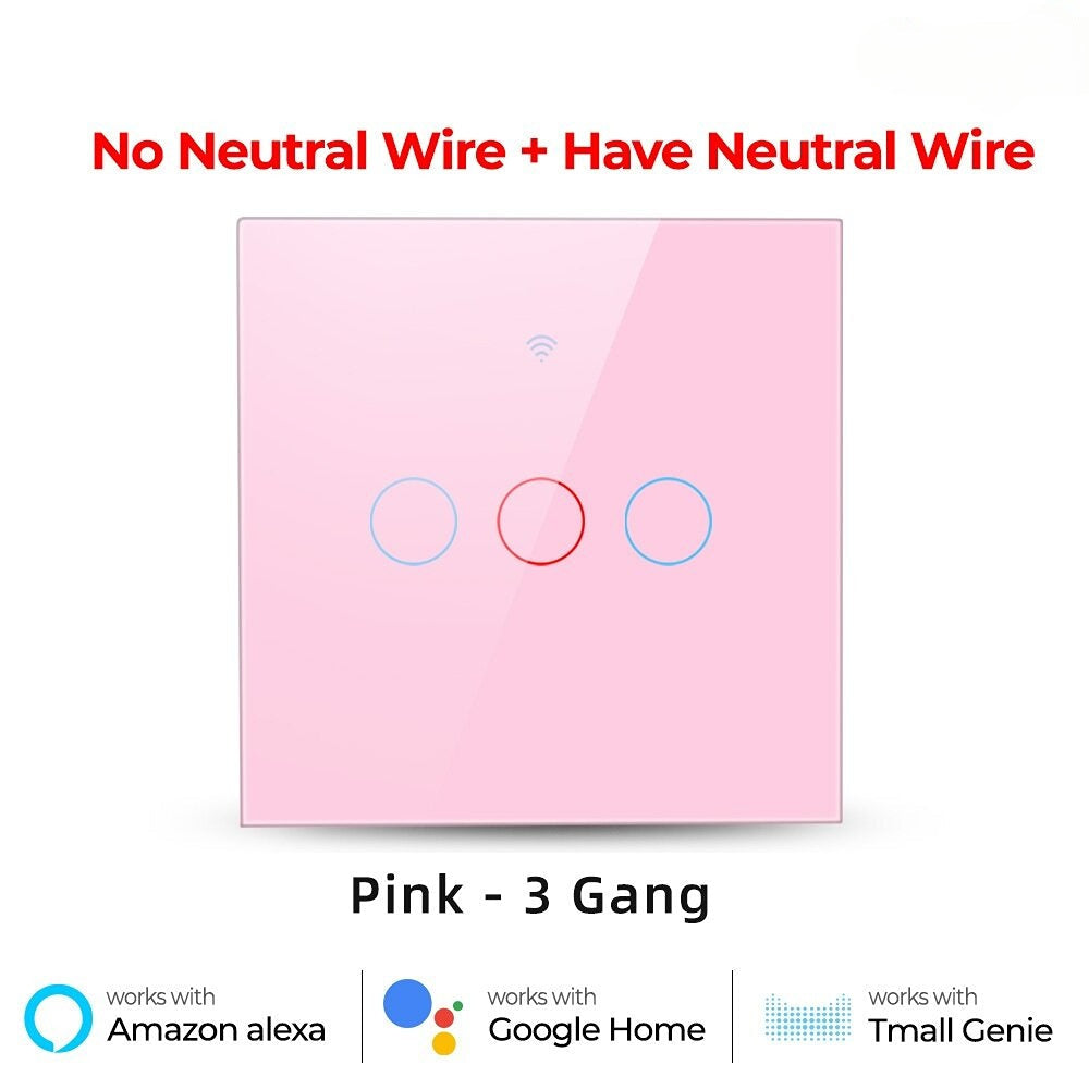 WiFi Light Switch 220V RF433 Remote Control No Neutrual Wire And Have Neutural Wire 2 Way Control Timer Works With Alexa Google Home