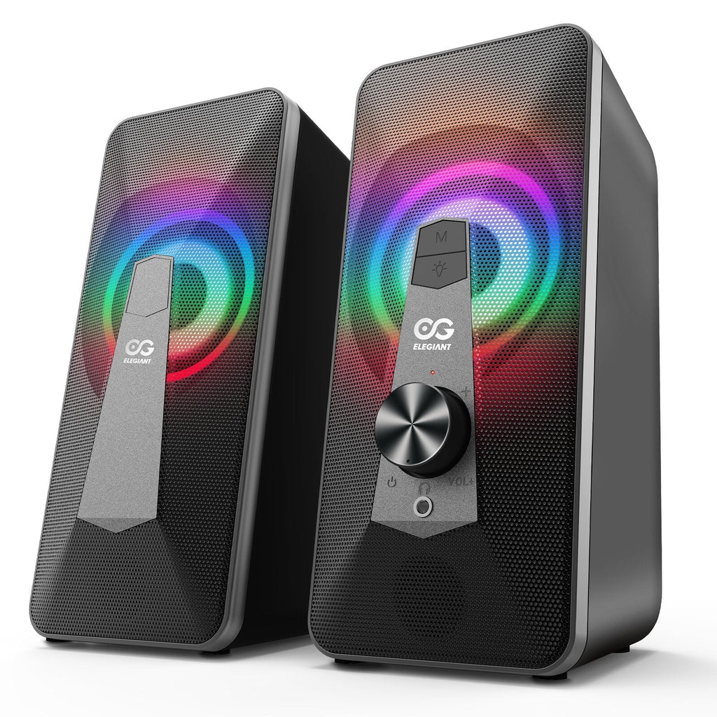 Computer Speaker Dual Mode USB Wired Bluetooth5.0 10W Super Stereo Sound RGB Light Aux Dual Speakers