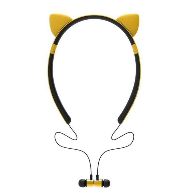 Cat Ear Cartoon Cute Magnetic Bluetooth Earphone Headband Lighting Sports Headphone for Women Gifts