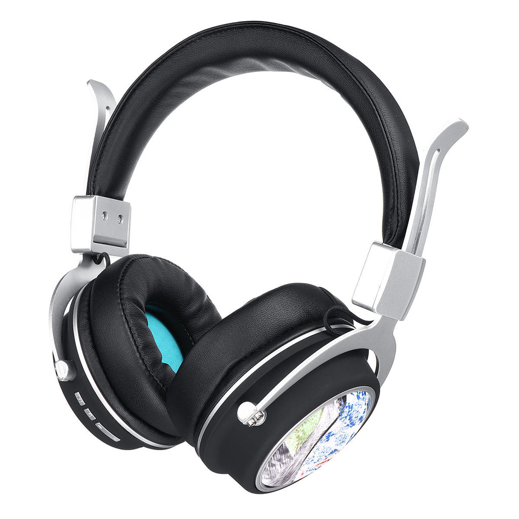 Wireless Bluetooth 5.0 Headphone Foldable Pattern 3D Stereo TF Card AUX Headphone with Mic