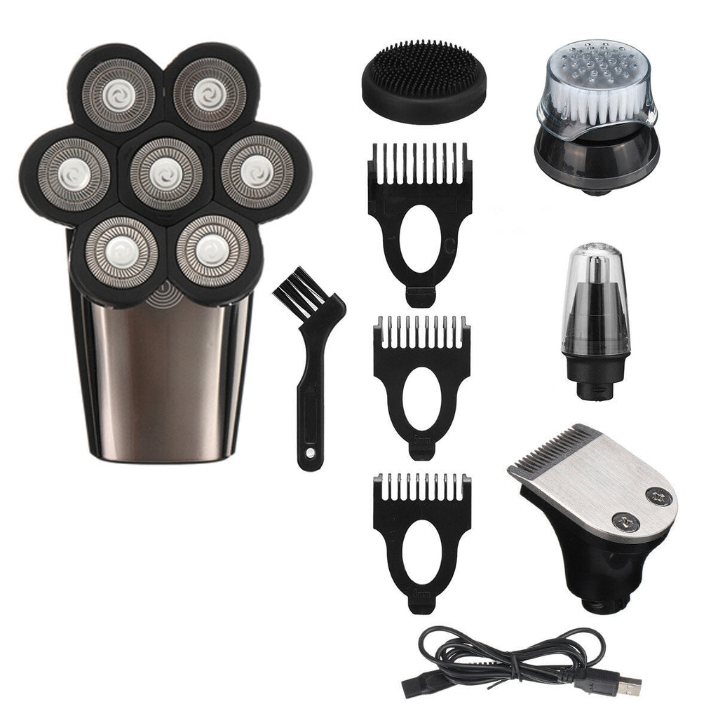 6 In 1 7D Electric Shaver Self-service Electric Hair Clipper Rechargeable Waterproof Shaver Shaver