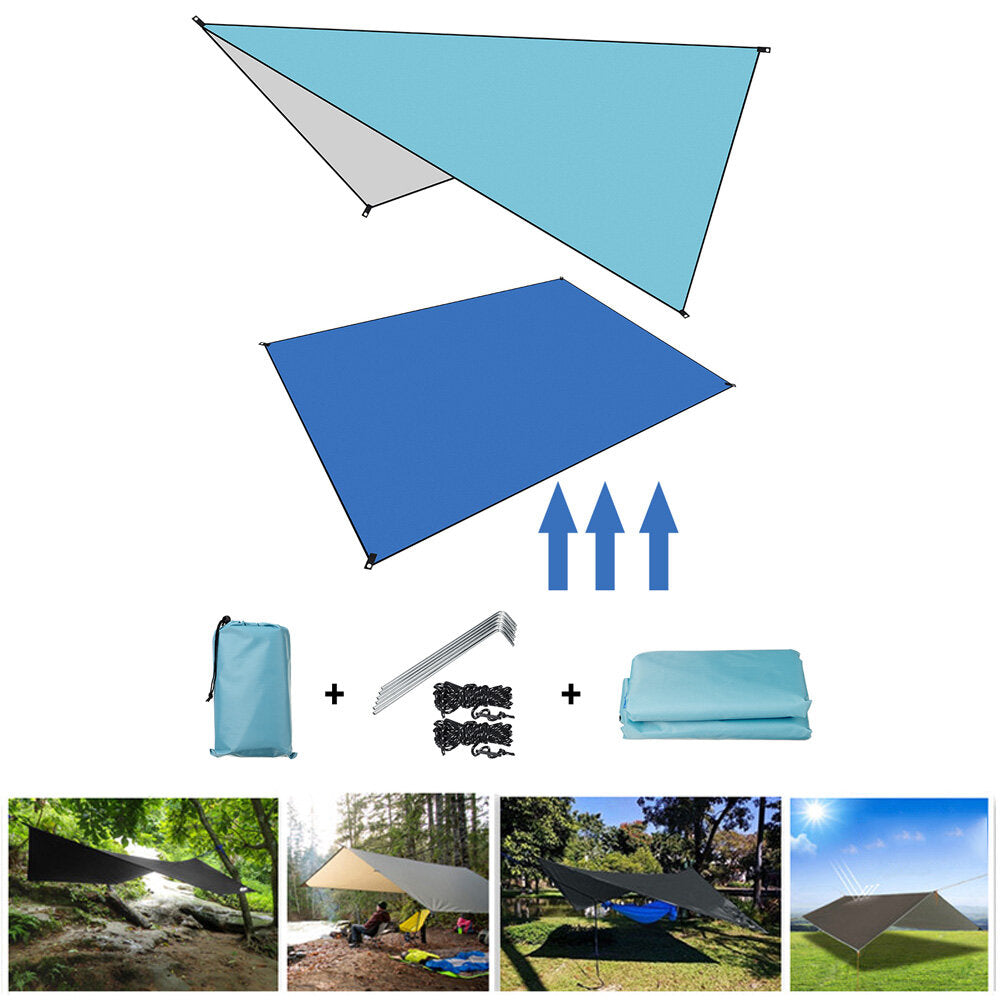 Outdoor Moisture-proof Tent Shelter 210D Oxford Fabric Ultralight Folding Awning Tarp Hammock Camping Travel Rain Sunshade Picnic Mat