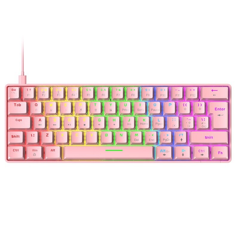 Mechanical Keyboard 62 Keys NKRO RGB Backlight Type-C USB Wired Waterproof ABS Keycap UK Layout PC Gaming Keyboard