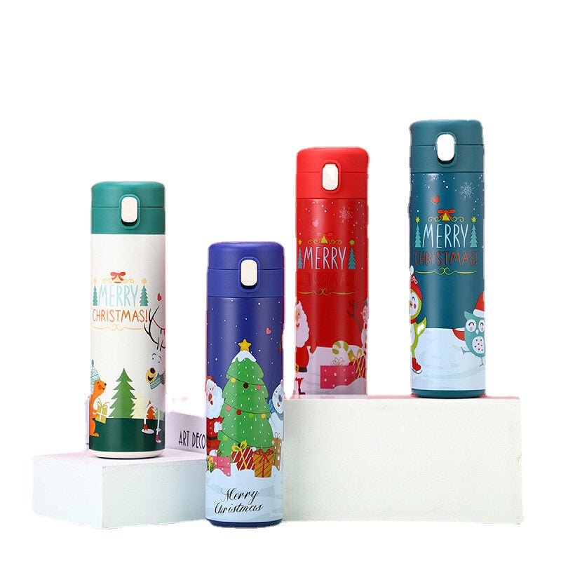 500ml Christmas Vacuum thermos LCD Temperature Display Water Bottle Stainless Steel Double Wall Insulated Cup