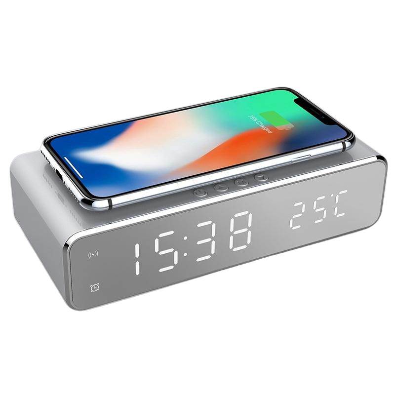 USB Digital LED Alarm Clock With Wireless Phone Charger