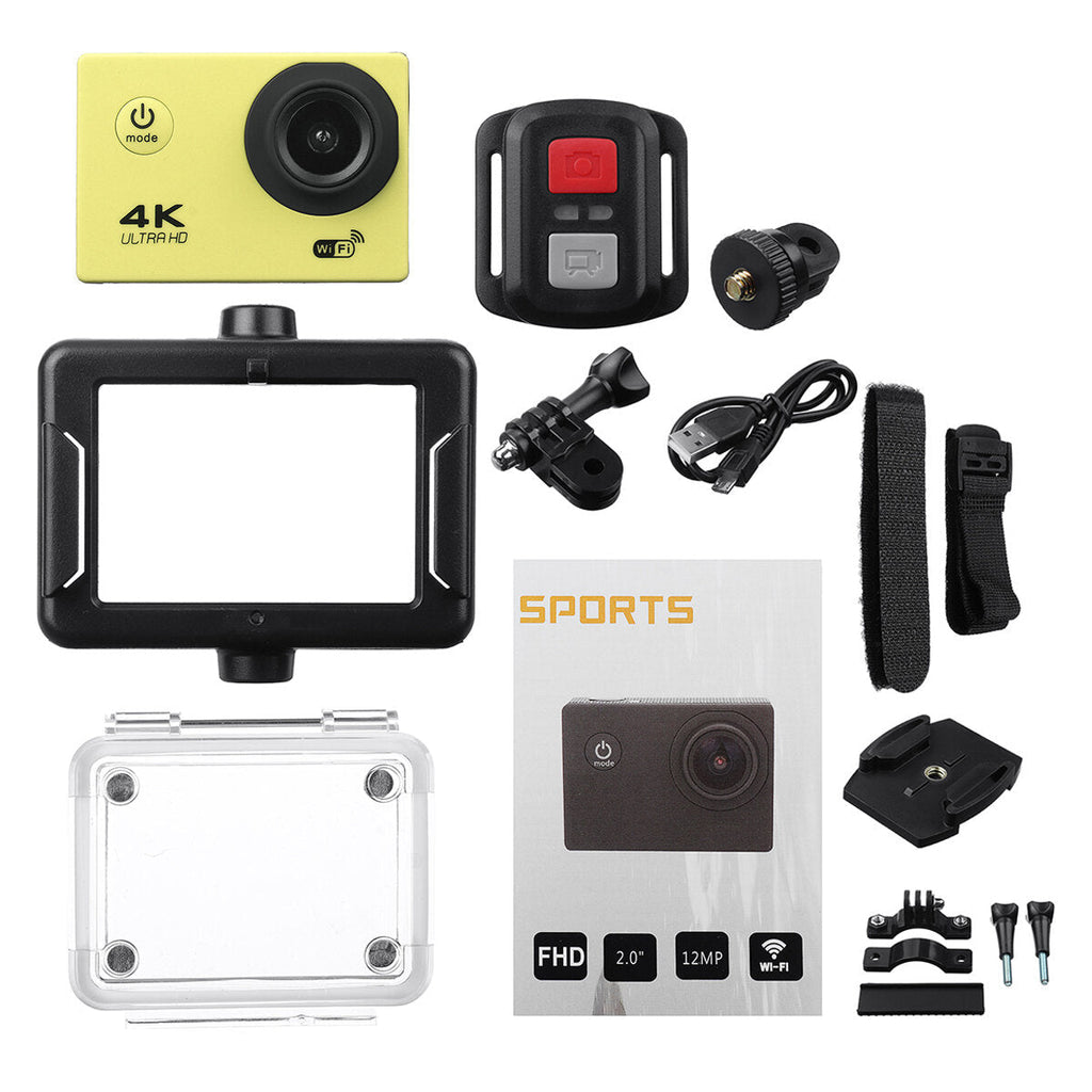 Action Camera 4K at30fps Ultra HD 16MP WiFi Camcorder Wireless Cam IPX8 Waterproof Underwater Remote