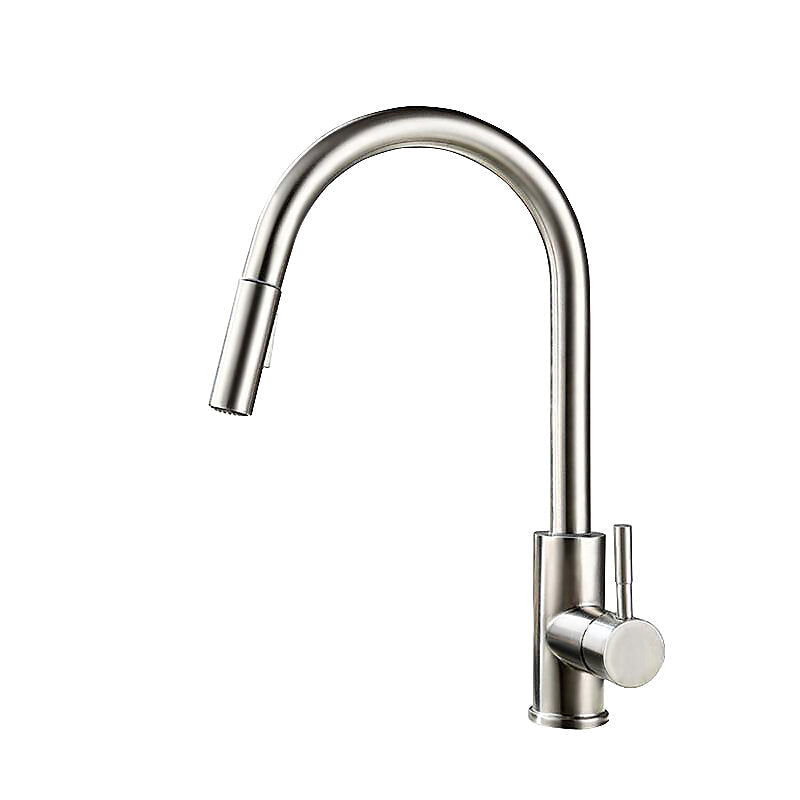 Brushed Nickel Stainless Steel Kitchen Sink Faucets Mixer 360 Rotation Smart Touch Sensor Pull Out Hot Cold Water Tap Crane