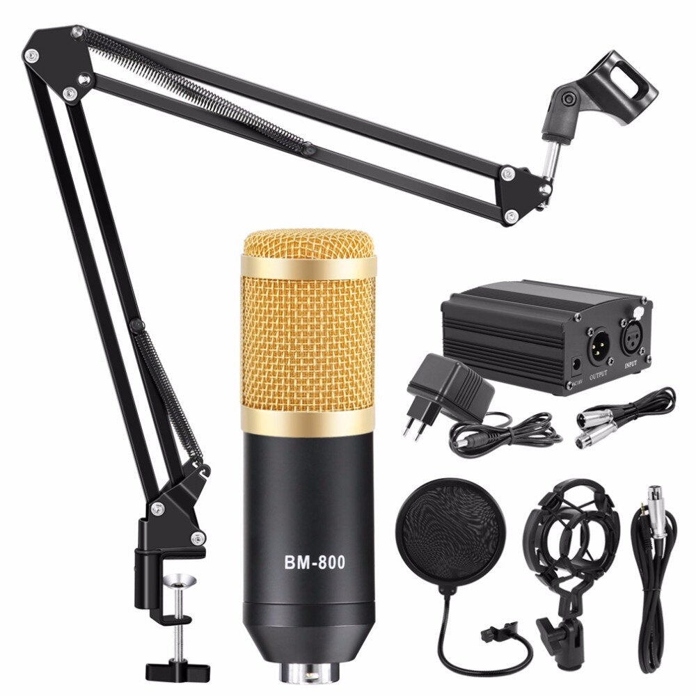 Microphone Kit Condenser Sound Recording Microphone With Phantom Power For Radio Braodcasting Singing Recording KTV Karaoke Mic