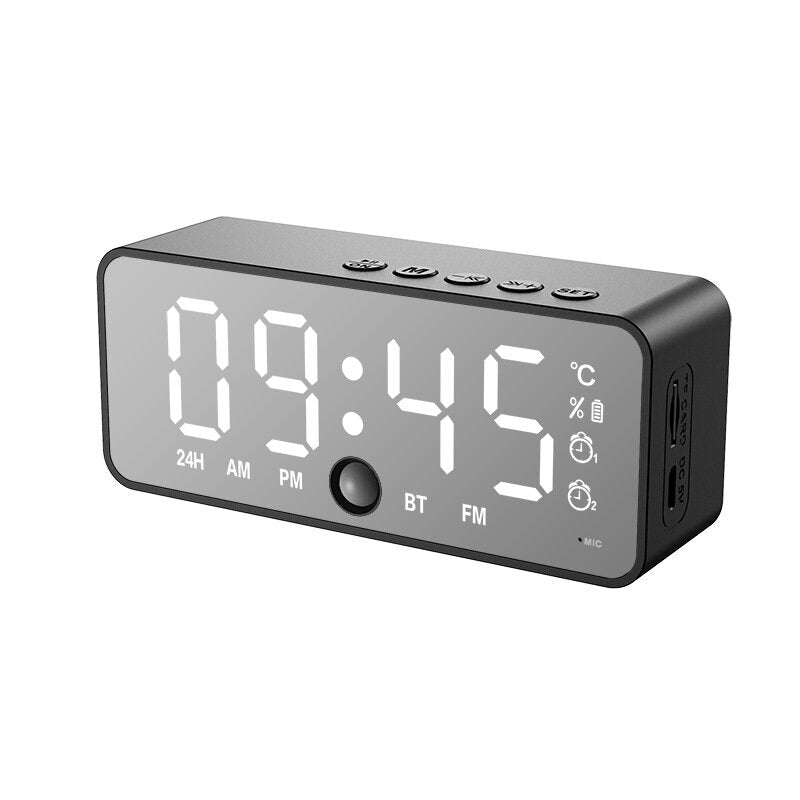 Mirror Alarm Clock Bluetooth Speaker With FM Radio LED Mirror Snooze Wireless Music Player 2 Alarms Table Clock for Living Room