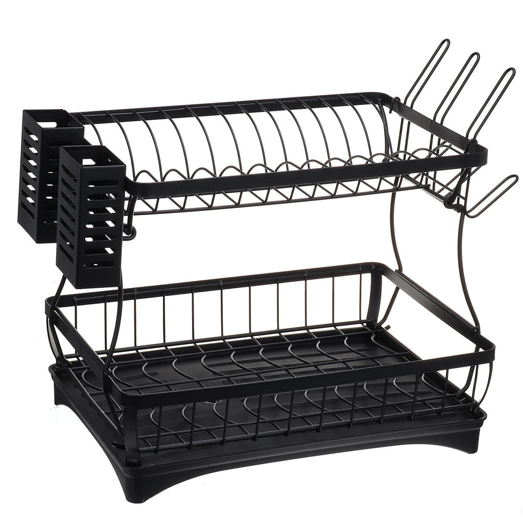 Kitchen Storage Dish Rack Stainless Steel Shelf Integrated Two-tier Countertop Kitchen Dish Rack