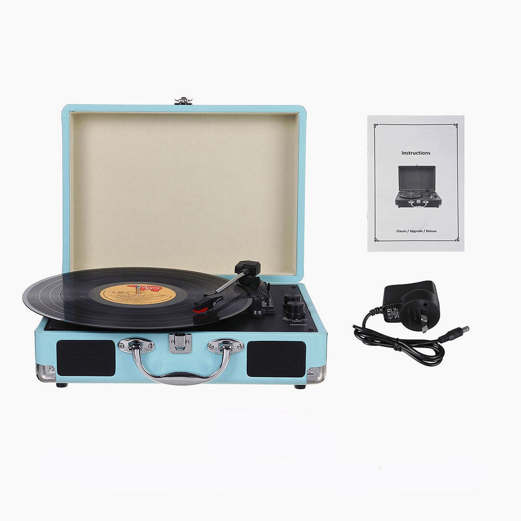 Vinyl Turntable Record Player LP Disc 33/45/78 RPM Bluetooth Portable Leather Gramophone Phonograph Speaker 3.5mm Antique Retro