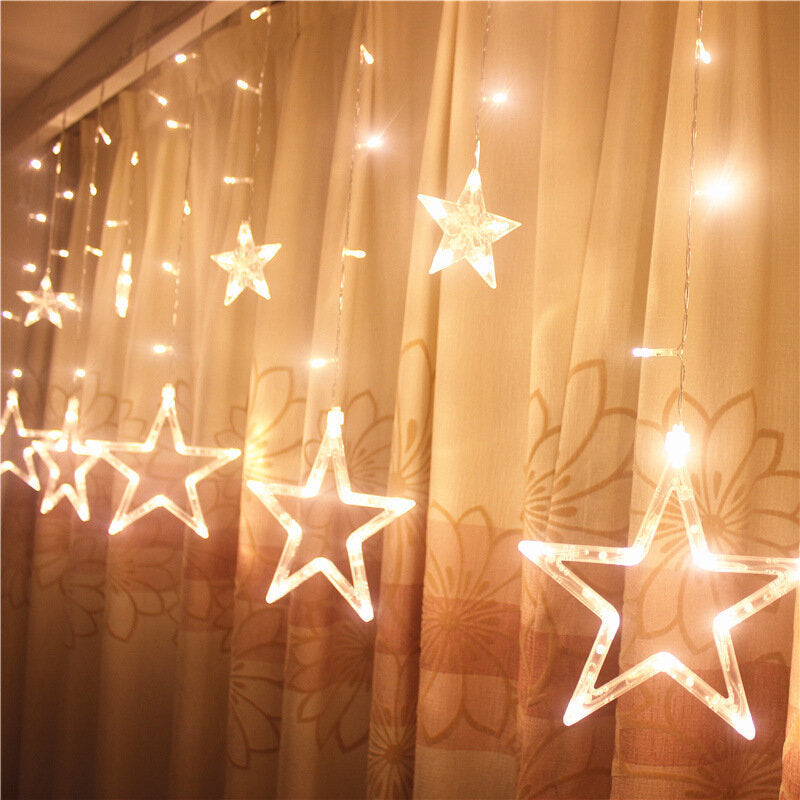 220V LED Light String Star Shape Curtain Light Home Decor Celebration Festival Wedding