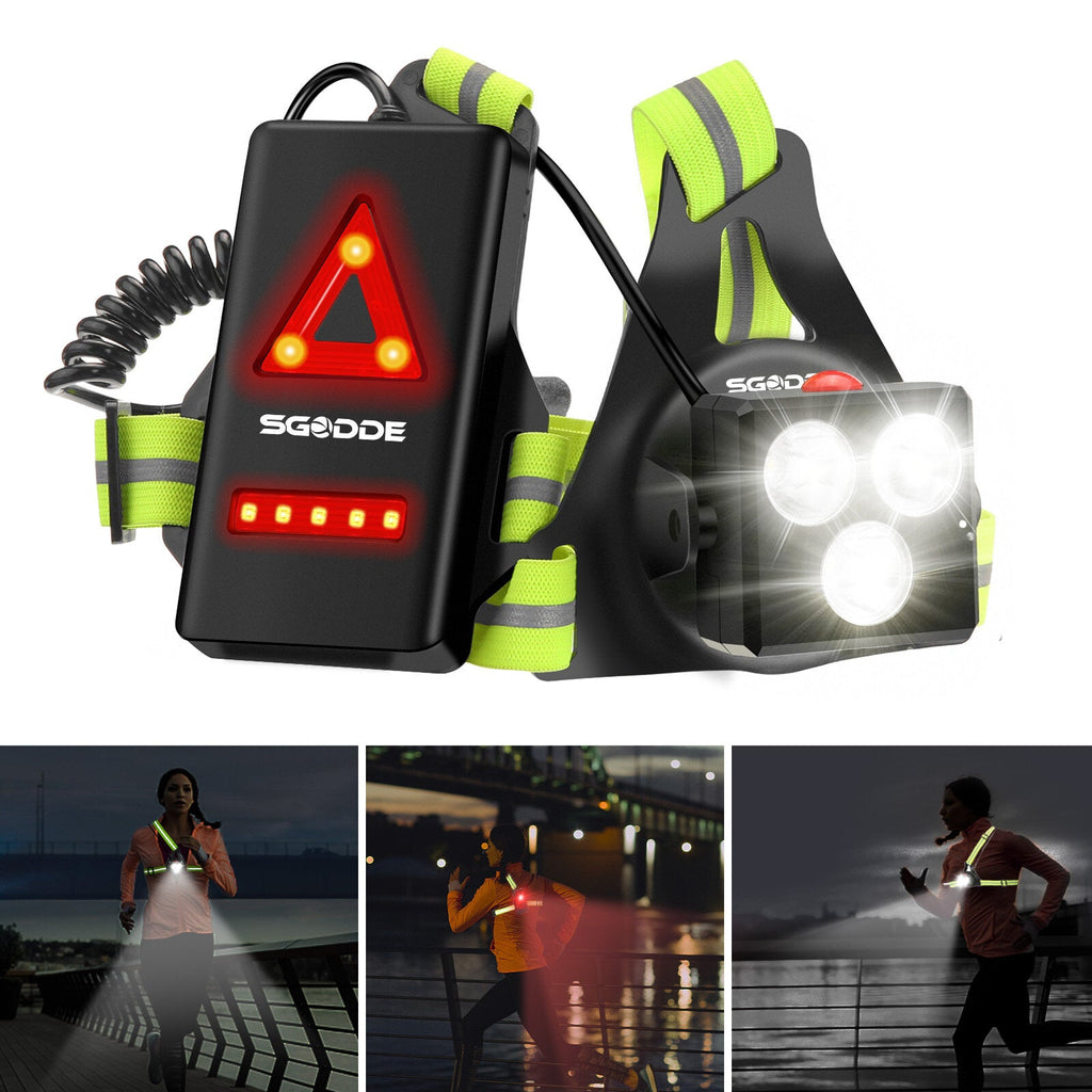 Outdoor Night Running Light 500lm 3 Modes IPX4 Waterproof USB Charging Chest Lamp for Jogging Hiking Walking