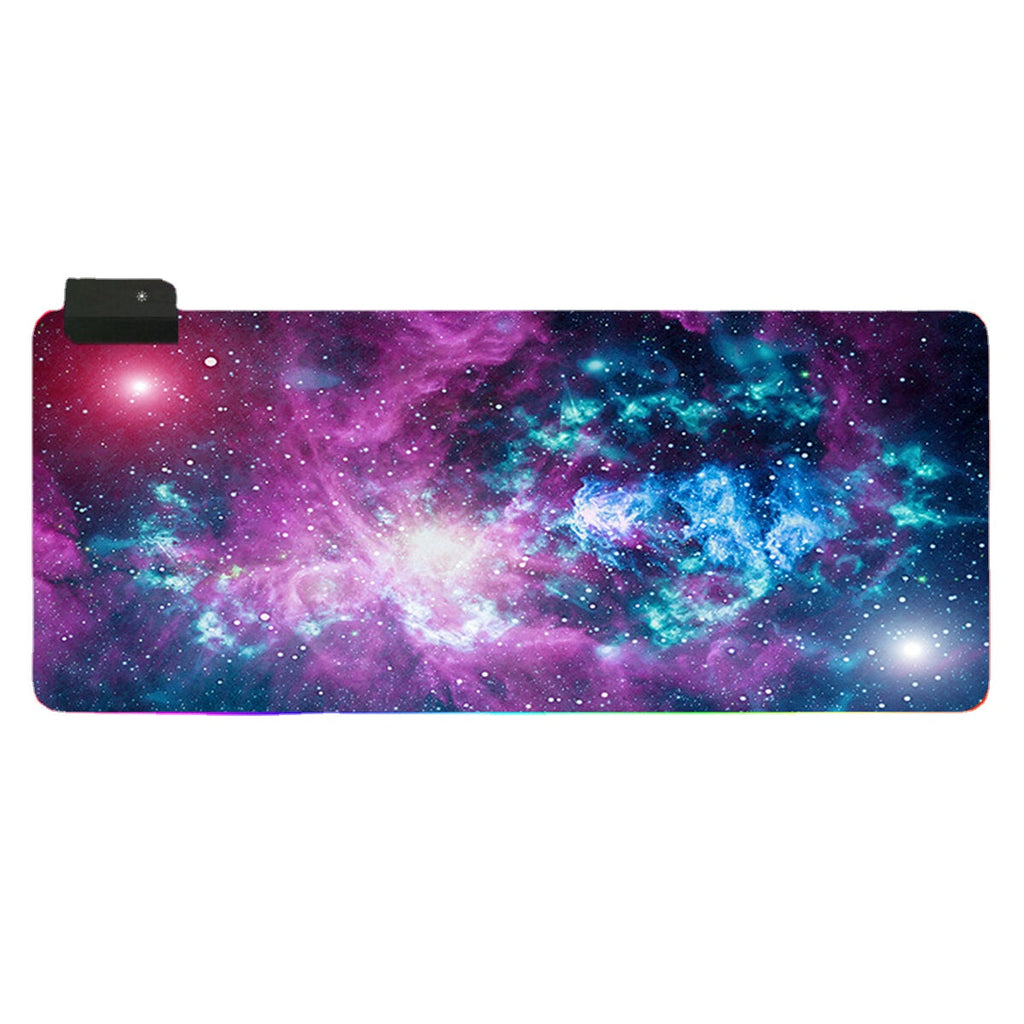 RGB Mouse Pad Soft Rubber Anti-slip USB Powered Starry Sky LED Glowing Gaming Keyboard Pad Desktop Protective Mat for Home Office