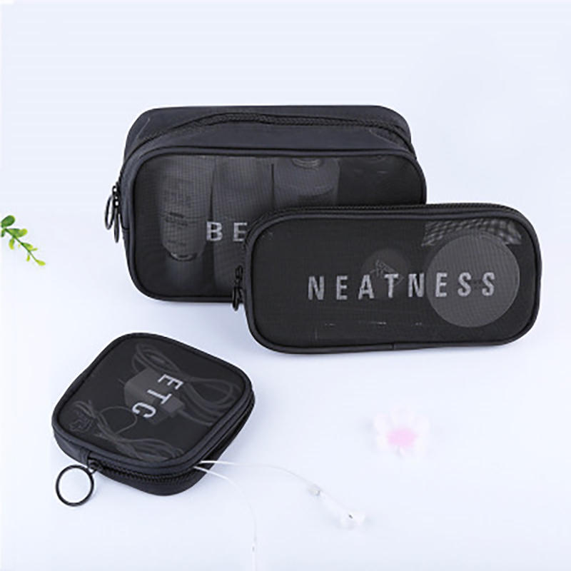 Nylon S/M/L Travel Women Cosmetic Bag Portable Makeup Bag Mesh Case Portable Box