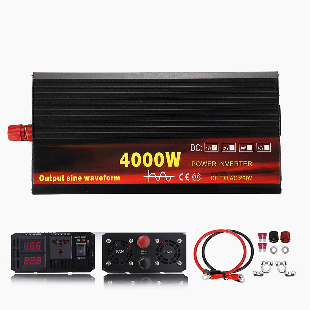 2000W/3000W/4000W Power Inverter Pure Sine Wave Transformer 12V/24V to 220V Auto